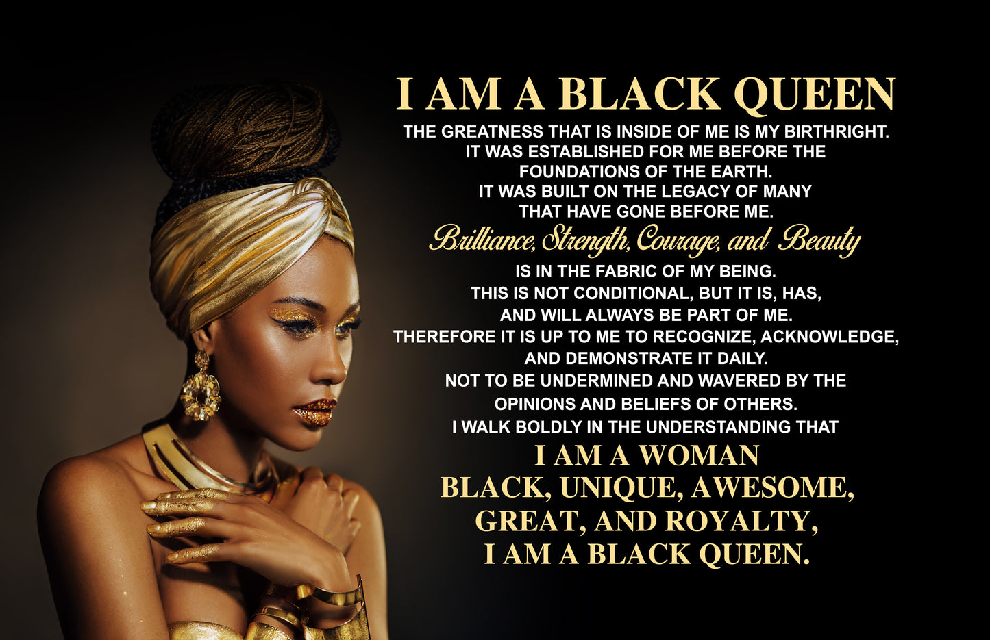 I Am A Black Queen Framed Affirmation Wall Poster 11x17